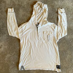 Broken Threads white hooded long-sleeve t-shirt—Size S